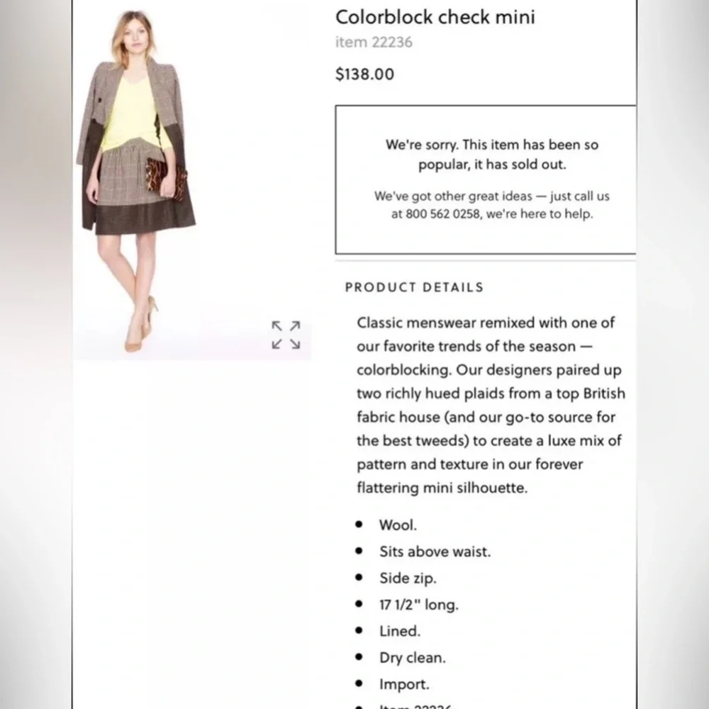 J Crew Color Block Check Mini Skirt